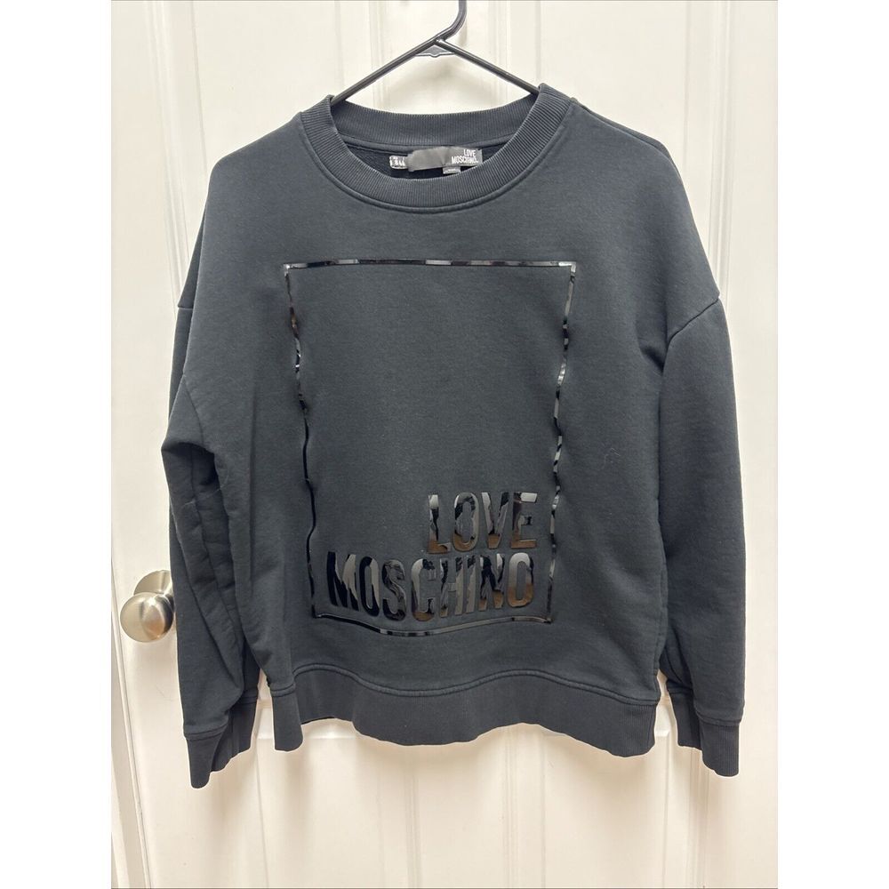 Love Moschino Black Cotton Logo Appliqued Sweatshirt - Size 8